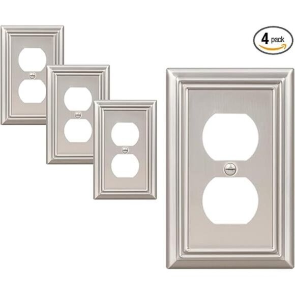 4-Pack Duplex Wall Plate, Metal Wall Outlet Cover for Receptacle, Light Switch - Picture 8 of 8